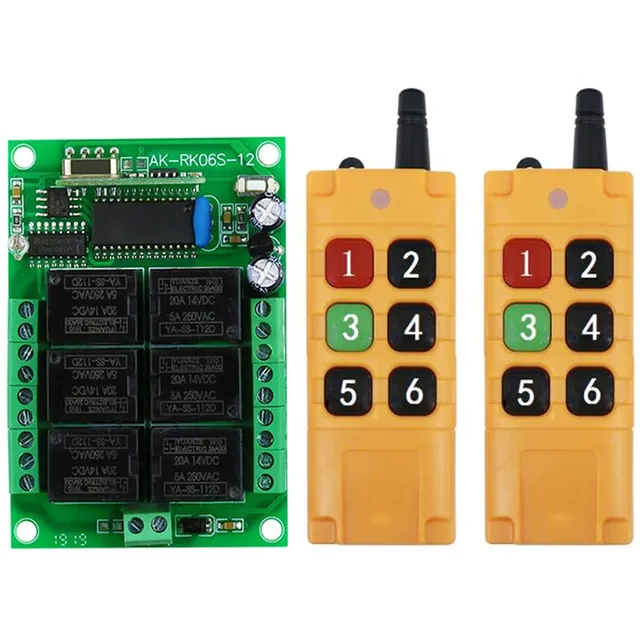2000m DC12V 6CH Wireless rf Control Switch Relay Output Radio receiver & 315/433 MHz Remote controller garage door opener....