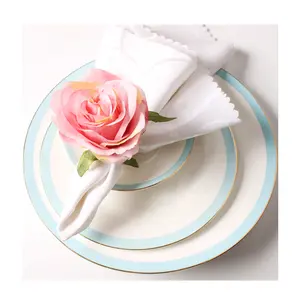 Craft Artificial Rose Flower Napkin Rings for Weddings Party Decoration