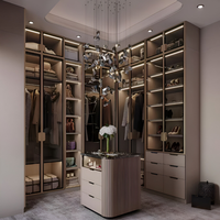 Armoire îlot en verre en forme de L, style luxe léger français, pour chambre de villa