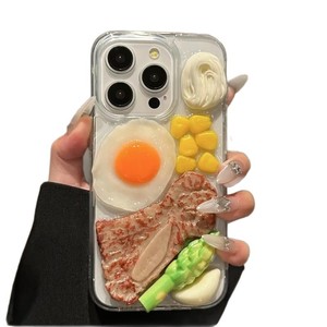 Coque de téléphone antichoc en TPU 3D de luxe léger, motif steak et œuf, vente en gros d'usine pour <span class=keywords><strong>iPhone</strong></span> 15 <span class=keywords><strong>Pro</strong></span> - Product Image 1