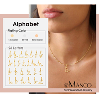Collier EManco en acier inoxydable avec pendentif plaqué or, chaîne et breloque lettre B, bijou tendance pour femme, idéal pour le quotidien et les soirées