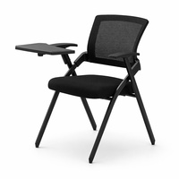 Vente directe d'usine, chaise de bureau ergonomique confortable, chaise de formation pliable avec tablette d'écriture