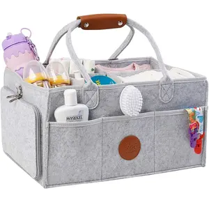 Multi Pockets Baby Nursery Storage Felt Fabric Diaper Caddy Organizer