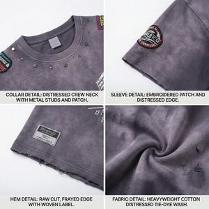 Camiseta de hombre estilo streetwear vintage lavada con estampado de grafiti desgastado, proveedor líder, camiseta oversize de algodón 100% de alto gramaje - Product Image 2