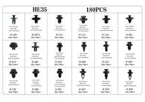 רכב אביזרי רכב פופולריים גוף דלת סט מוט מוט אטב לדחוף מסמרות פלסטיק אטב גדלי מכונית קליפים 180 מחשבים - Product Image 2
