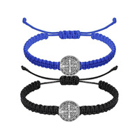 Grande Promotion Bracelet Ajustable Tressé en Alliage Vintage Vierge Marie Catholique Bijoux Religieux Catholiques Fournitures Cadeaux