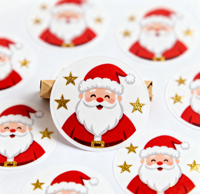 Individuelle Aufkleber-Rolle im Weihnachtsstil Wasserfeste Selbstklebende Vinyl-Aufkleber-Rolle CMYK-Druck Benutzerdefinierte Farben Verpackungsetiketten