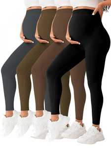 Pantalon de yoga de maternité slim taille haute sans couture, leggings de maternité noirs moulants pour femmes enceintes - Product Image 1