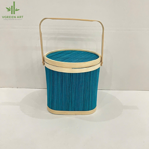 Handmade Bamboo Woven Storage <b>Basket</b> <b>with</b> <b>Handle</b>, Eco-Friendly Natural Bamboo Packaging for Premium Gift Sets, Food, Tea - Product Image 4