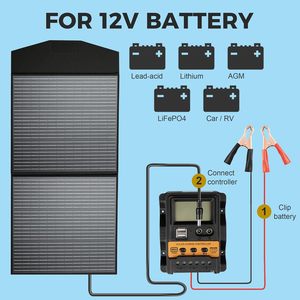 Panneaux solaires monocristallins ALECTER 100W 18V 23% d'efficacité certifiés TUV, pliables, portables, étanches, design noir, pour l'extérieur - Product Image 4