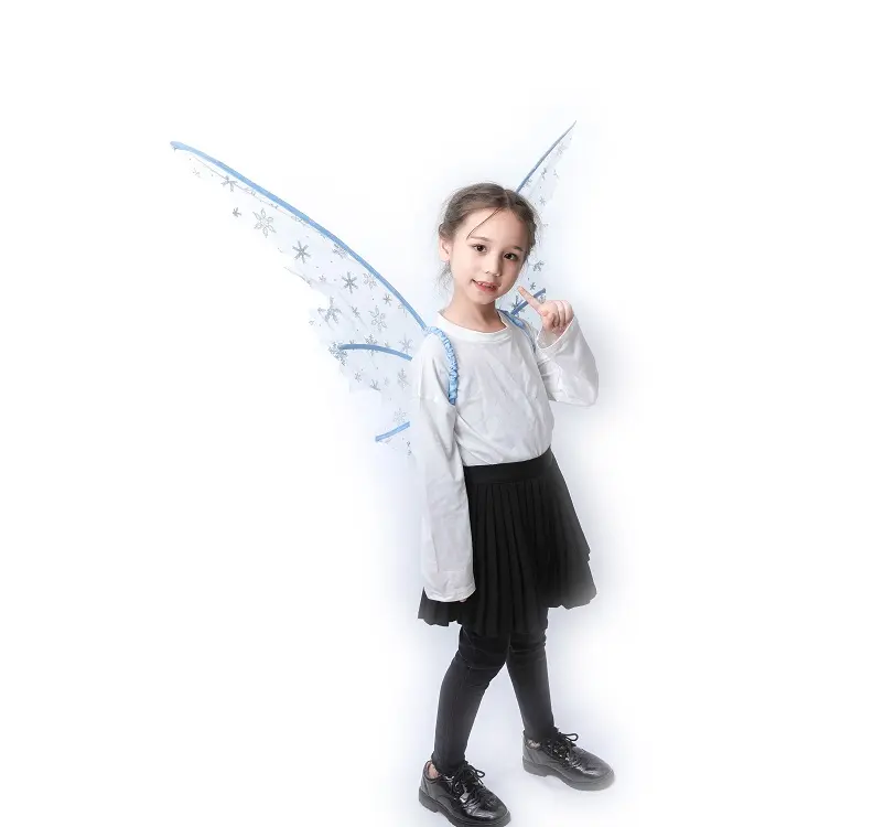 Серебряный Снежный принт, большой размер, светодиодные волшебные крылья, Светящиеся Крылья