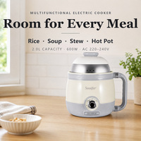 Cuisinière électrique multifonctionnelle Sonifer SF-1524 2L, cuiseur à riz et marmite, acier inoxydable 304, couvercle et bol 2-en-1, 600W, prise UE