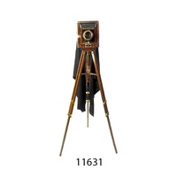 Appareil photo vintage en bois avec trépied et projecteur de cinéma rétro vintage noir avec support pour objet de décoration