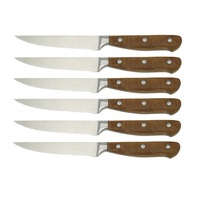 Ensemble de couteaux à steak de cuisine professionnelle de 4.5 pouces 6 pièces ensemble de couteaux dentelés de dîner de Table avec manche en bois de Pakka noir