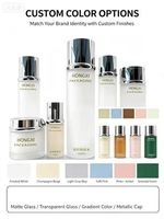 Ensemble de contenants cosmétiques en verre mat vide avec couvercle argenté, pots à crème, flacons à lotion, accessoires personnalisables avec logo couleur, plusieurs tailles