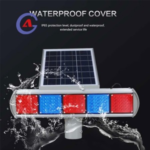 ไฟเตือนจราจรแบบกระพริบสีแดงน้ำเงิน LED พลังงานแสงอาทิตย์ ตัวเรือนอะลูมิเนียม ติดตั้งบนพื้นดิน สำหรับใช้ในพื้นที่ก่อสร้างเพื่อความปลอดภัยบนท้องถนน - Product Image 2