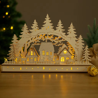 Vente en gros : Nouveauté Décoration de table de Noël en contreplaqué, village de maisons en bois avec lumières LED