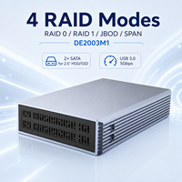 Carcasa de Aluminio para Disco Duro SATA RAID de Doble Bahía de 2.5 Pulgadas, 5Gbps USB3.0 Tipo-C, RAID0/1/JBOD/SPAN