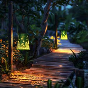 Lanternes solaires en forme de lapin, lumières d'extérieur, imperméables, décoration de jardin, lanterne en métal, décoration extérieure, LED suspendues pour la cour - Product Image 5