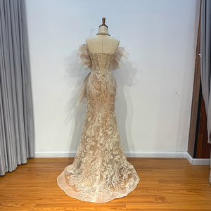 Robe <span class=keywords><strong>de</strong></span> soirée à paillettes <span class=keywords><strong>de</strong></span> luxe couleur or dubaï femmes longues robes <span class=keywords><strong>de</strong></span> soirée sirène Costume <span class=keywords><strong>de</strong></span> scène Lsmz06 - Product Image 4