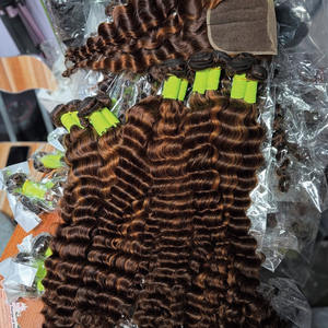 Capelli umani brasiliani a buon mercato all'ingrosso onda profonda vergine fasci di capelli umani con chiusure capelli umani capelli grezzi umani fornitori di estensioni - Product Image 3