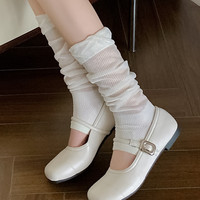 Chaussettes fines rayées style ballet, respirantes, sans couture, anti-UV, au-dessus du genou, amincissantes, en dentelle, à bouche bouffante, pour l'été