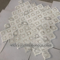 Design de mode Naturel Bianco Oro Blanc Marbre Pierre Lanterne Mosaïque Tuile pour Décoration Murale