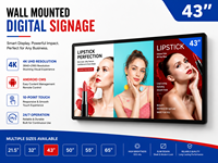 Affichage numérique LCD personnalisé 2K 43 pouces IPS mural pour publicité, lecteur multimédia commercial intérieur avec CMS intégré pour magasin