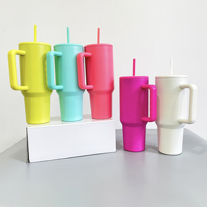 Entrepôt USA China H3.0 de 40oz gobelets en acier inoxydable de couleur vive <span class=keywords><strong>avec</strong></span> <span class=keywords><strong>couvercle</strong></span> <span class=keywords><strong>plat</strong></span> et poignée - Product Image 1