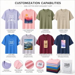230GSM Cotton Drop Shoulder T-<b>Shirt</b> Oversized Relaxed Fit Crew Neck Casual Unisex Blank OEM - Product Image 4