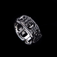 Nouveau rétro Tai argent plaqué croix bague à la mode Hip-Hop Punk Style minorité unique personnalisé niche ouverte bague pour hommes