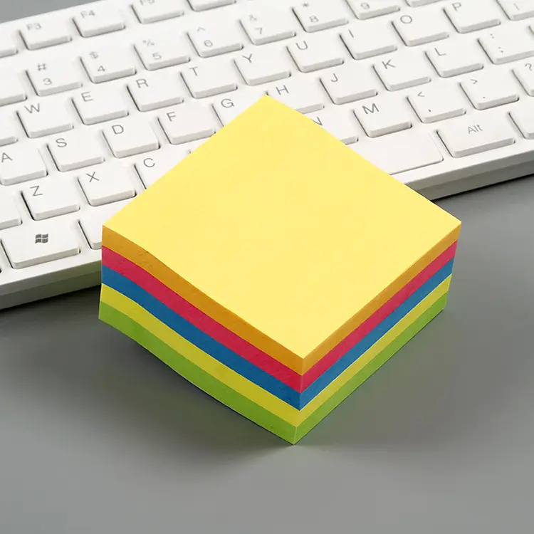 Bloco de papel adesivo para escritório e escola, bloco de papel adesivo com logotipo personalizado colorido e 5 cores misturadas, de boa qualidade