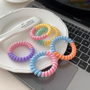Dulces lazos para el cabello en espiral de dos tonos coloridos, cable de teléfono, bobina sin arrugas, bandas elásticas para el cabello, coleteros para ella - Product Image 4