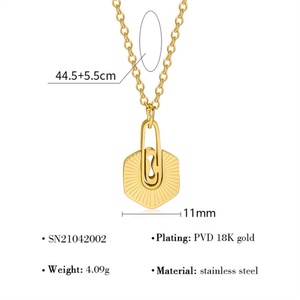 Fine Elegant Minimalist Jewelry Gold Plated Stainless Steel Custom Geometric Pendant <b>Necklace</b> for Women - Product Image 6