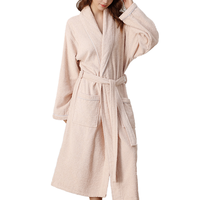 Peignoir en tissu éponge de bambou personnalisé pour femme, à manches longues, uni, respirant, robe de nuit, peignoir de bain, robe de chambre pour femme, style kimono