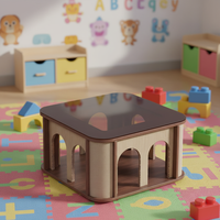 Table basse carrée minimaliste avec plateau en verre trempé et roulettes modèle M1039