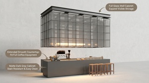 Estación de Barista para Cafetería, con Mostrador de Vidrio, Máquina de Espresso, Taburetes de Madera, Accesorios para Cafetería SC-CFS - Product Image 2