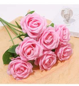 Rosas Artificiales de Seda al por Mayor, Flores de Rosa Rojas de Tacto Real para Decoración de Bodas - Product Image 4