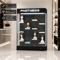 Vitrine de présentation de perruques éclairée par LED, verrouillable, en verre trempé de 8 mm avec mannequin, pour salon de coiffure et institut de beauté, directement de l'usine