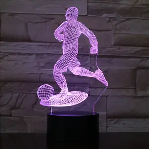 Football Player LED Acrylic Night Light with 7 Colors Touch Illusion Change Soccer Holiday Birthday Gift 3D 1822