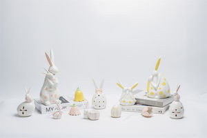 Conejito Conejo de Cerámica con Cesta de <span class=keywords><strong>Huevos</strong></span> de Pascua Figuras PARA EL Día de Pascua - Product Image 6