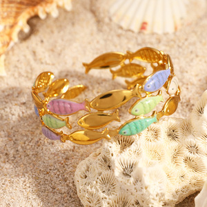 Ocean Theme Fish <b>Bracelet</b> 18k <b>Gold</b> Plated <b>Adjustable</b> Women's Jewelry - Product Image 3