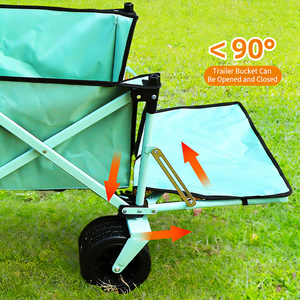 Chariot de camping pliable moderne et coloré avec siège inclinable, chariot de jardinage et de courses à quatre roues, chariot de transport extérieur pliable - Product Image 4