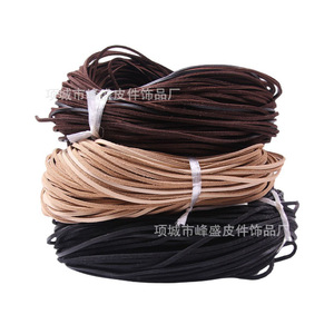 Flat Leather Cord Diy Jewelry Accessories 2mm 3mm 4mm 5mm Natural Black Brown Cowhide <b>Rope</b> For Necklace <b>Bracelet</b> Bag - Product Image 4