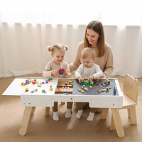 Table d'activités en bois pour enfants avec plateau pour blocs de construction et compartiments de rangement, table de jeu multifonctionnelle pour tout-petits