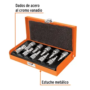 BOX 3 Juego de 10 llaves de vaso, accionamiento de 3/8 pulgadas, punta Torx, estuche metálico - Product Image 1