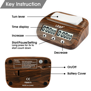 Reloj de <span class=keywords><strong>ajedrez</strong></span> digital LEAP Temporizador de juego de mesa de aspecto de madera fácil de usar con incremento y retardo Hecho de plástico duradero - Product Image 5