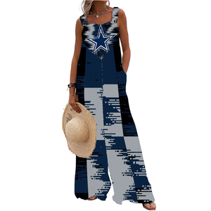 Tuta Intera Estiva da Donna Vintage con Spalline Sottili, Design Completo con 32 Squadre, Casual, Traspirante, Taglie Forti, Vita Naturale, Maxi - Product Image 4