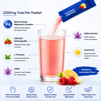 Sachets individuels personnalisés OEM/ODM de magnésium, ashwagandha, safran, vitamine D3 et théanine pour adultes : soutien du stress, de l'humeur, du cortisol et du sommeil
