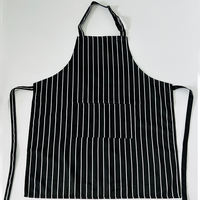 Tablier de cuisine en coton et polyester à rayures noires/blanches, tendance, avec poches pour hommes et femmes